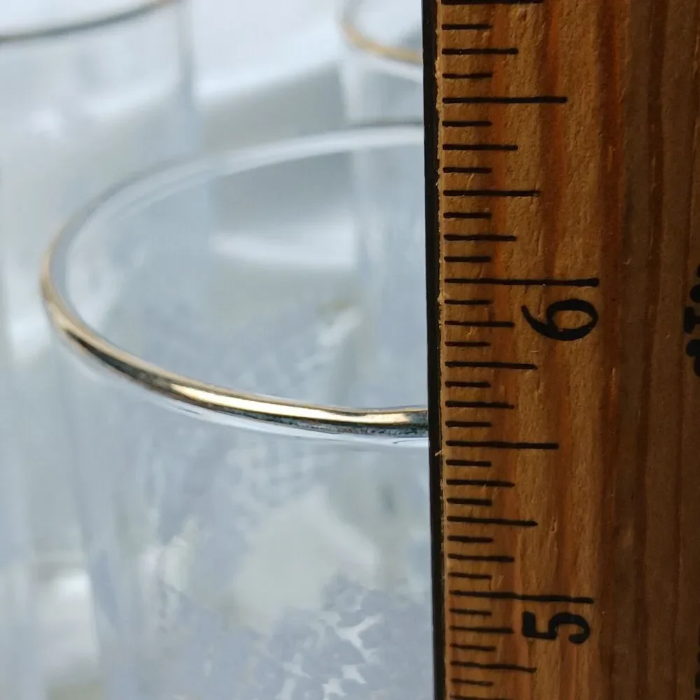 FROSTED ETCHED LEAF GLASSES WITH GOLD TRIM LOT OF 4